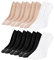 Toes Home Füßlinge Ballerina Socken Damen 8 Paar, Unsichtbare Sneaker Socken Damen Füsslinge mit Rutschfest Silikon No Show Atmungsaktiv Halbsocken Schwarz Weiß Hautfarbe 39-42 (M)