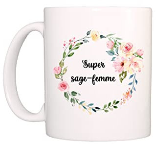 Cool and The Bag Mug Super sage femme (fleurs roses)