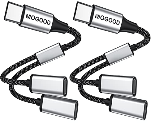 MOGOOD USB C Y Splitter Cable 2Pack (Not for Monitor) USB C Male to 2Female Cable Converter Double USBC Port Hub Type C Split Adapter for Laptop