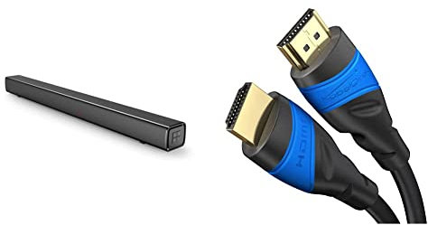 Panasonic SC-HTB100 Barra de Sonido 2.0 (HDMI, USB, Montaje Pared, Bluetooth, 45 W, Sonido Potente para TV) Negro & KabelDirekt 2m Cable HDMI 4K, Compatible con HDMI 2.0a/b, 2.0, 1.4a, 4K
