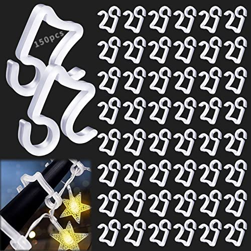150 Piezas Navidad Guirnarldas Luces Blanco, Colgar Canalones, Ganchos de Para Canalones, Navidad Clips de Plástico para Interior Fiestas Celebraciones Árbol de Navidad Decoración