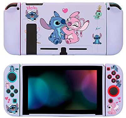 PERFECTSIGHT Étui de Protection Mignon pour Switch, OLED, Lite - Purple St, Dessin Animé
