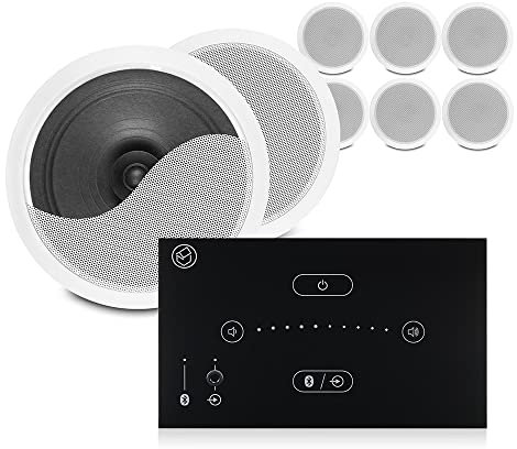Power Dynamics Bluetooth Home Ceiling Speaker System with Systemline E50 Wall Amplifier and 8x 6.5 CSPS6