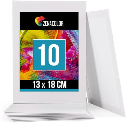 Zenacolor - Canvas Set 10 teilig - Leinwand zum Bemalen 13x18cm - Gemälde auf Leinwand, Acrylmalerei, Ölgemälde, Gouache, Aquarell - 100% Säurefreie Baumwolle.