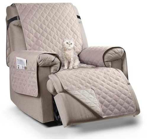 TAOCOCO Recliner copridivano, copertura impermeabile per braccioli, Con tasca laterale (1 Seater,kaki)