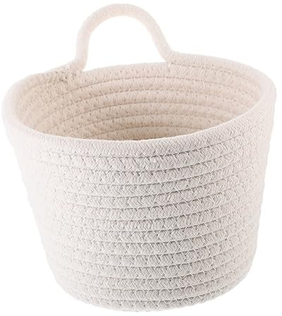 Alipis Cestino Appendere in Corda Di Cotone Cestini Cestino Sospeso Cesto Appendere Al Muro Cestino Per Coperte Vaso Fiori in Corda Di Cotone Ostacolare Bianca Ondeggiare Cestino Piccolo