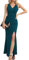 Laughido Robe de Cocktail, Longue, Porte Feuille, Moulante, élégante, pour Femmes, fête, été Festive, soirée de Mariage, Bleu Paon, XL