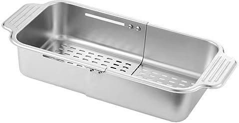 Geieold 1 PCS Multifunctional Kitchen Sink Drain Rack Retractable Stainless Steel Drain Basket Over The Sink Dish Drying Rack