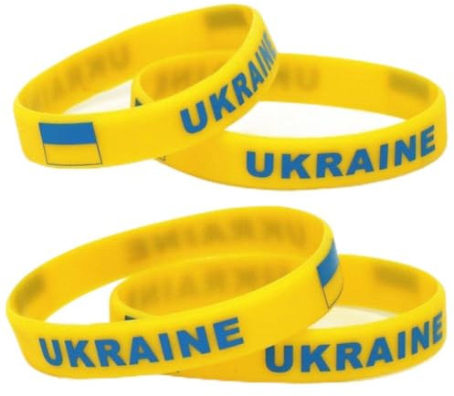 Ukraine Silikon Gummi -Armband Armband 4pcs Gelbblau Ukrainische Flagge Freundschaft Fußball Armband Schmuck Accessoires Für Frauen Männer Teen