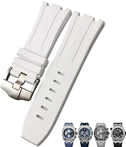PURYN Weiche FKM Fluoro Gummi Uhrenarmband 28mm Für AP Strap Audemars Piguet ROYAL OAK OFFSHORE Tauchen Wasserdicht Sport Uhr Band, 28x24mm, Achat