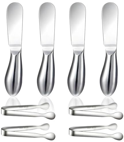 SAGOOITS Spreader Knife Set,8-Piece Cheese and Butter Spreader Knives,Mini Serving Tongs,Stainless Steel Multipurpose Butter Knives Used for Cheese, Cold Butter, Jam and Other Kitchen Daily