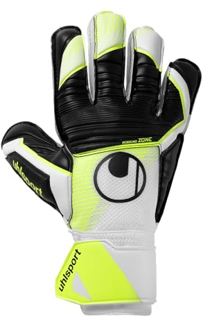 uhlsport Soft Advanced, Kinder und Erwachsene Torwarthandschuhe, Blanc/Jaune Fluo/Noir, 6.5 -