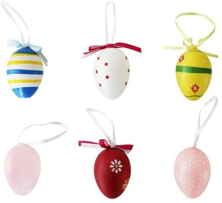 6 Stück Osterbaumschmuck, Bunte Ostereier, Anhänger, Osterdekorationen für Zuhause, Basteln, Gastgeschenke, Osterdekoration, Party, 6 Stück