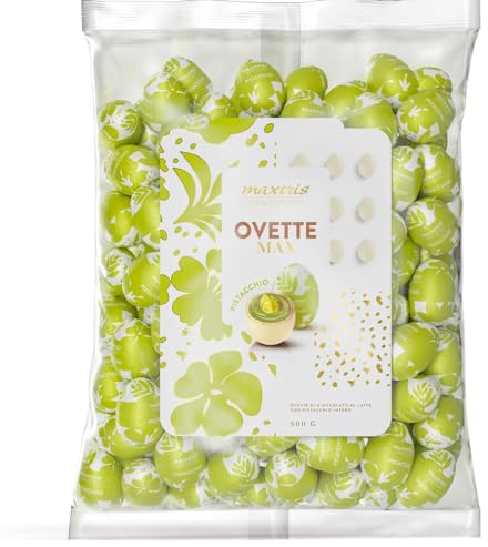 Ovetti cremino triplo strato al Cioccolato Maxtris Gusto PISTACCHIO Busta 500 g Idee Pasqua Sfuso Ovette