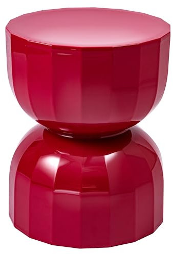 Baroni Home Tabouret en Acrylique Moderne en Forme de sablier, Tabouret Rond Hexagonal en Polycarbonate pour Le Salon, la Chambre à Coucher, la Cuisine, 36x36x45 cm (Rouge)