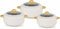 Casserole Pot Serving Dishes with Lids - 3pc Hot Pot Food Container Set Stainless Steel Inner (White Glass Lid - 3pc Set 1.8L/2.4L/3.2L)