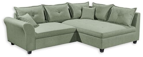 Stella Trading Liz Ecksofa mit Schlaffunktion in Olive - Modernes Schlafsofa in L-Form für Ihr Wohnzimmer - 252 x 87 x 175 cm (B/H/T)