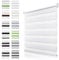 Doppelrollo Klemmfix ohne Bohren Weiß B40 x H150cm(Stoffbreite 35cm) Rollos für Fenster ohne Bohren & mit Bohren Duo Rollo Klemmrollo Zebrarollo Rollo Höhe Stufenlos Verstellbar & Kindersicherung