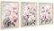 3Pcs Cadre en Bois Impression sur Toile Tableau Gris Rose Image sur Toile Hortensias Roses Pivoines Fleurs Peinture Tableau Decoration Murale Salon Chambre 90x40cm(12x16x3pcs) (Pas de plexiglas)