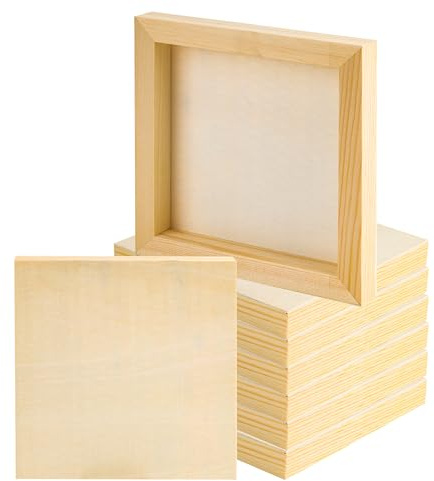 WENLISELL 8 Pack Wood Canvas Boards for Painting, Deep Wood Panels Board