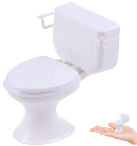Toilette per bambole per bambini 2 pezzi 1:12 House bambola bianca per la casa bambola mobili da bagno mini toilette torta topper per accessori per la casa delle bambole, mini toilette, mobili per la