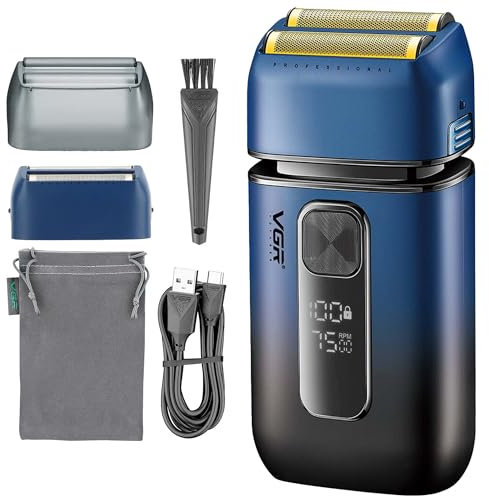 VGR Rasoir électrique pour homme – 7500 tr/min – Tondeuse pop-up – Batterie rechargeable USB-C de 120 minutes – Rasoir sans fil pour homme – Rasoir sans fil pour homme, visage, cheveux, barbe, cou,