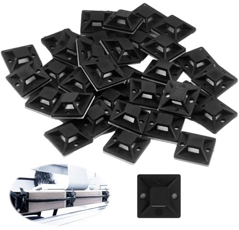 100 Pezzi di Supporti Autoadesivi per Fascette Stringicavo, 28mm x 28mm, Clip Fermacavo Nero per Gestione dei Cavi in Ufficio e Casa, Clip Fermacavo Autoadesivo Cavi, Facile da Installare