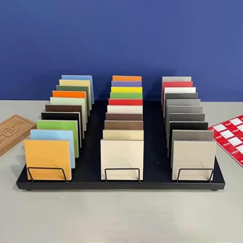 XDRGOOIUY Présentoir d'échantillons de Carreaux de Bureau avec 10 20 30 emplacements pour Cartes, Support de Stockage d'échantillons en métal et Verre pour Magasin/centres commerciaux