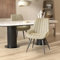 Hawthyhome Esszimmerstühle 2er Set | Polsterstühle mit 5 cm Sitzkissen • künstlicher Stoff Dining Chair • Küchenstuhl mit Rückenlehne • Moderne Sessel • Metallbeine • Beige FU01043BE-2