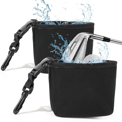 nnOuOnn Golf Ball Cleaner Pouch, Portable Golf Club Cleaning Bag with Hook, Waterproof Washer Pocket Accesorries, Golf Gifts for Men UK