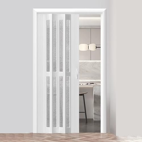 Puerta Plegable Puerta Plegable Tipo Acordeón de 80 Cm de Alto para Interior, Puerta Corrediza Retráctil de PVC, Separador de Ambientes, Puerta Plegable, Puerta Tipo Acordeón con Tirador(22x39in(56x99