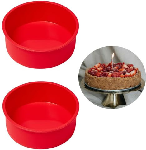 2pcs 6 Inch Silicone Cake Moulds for Baking, Silicone Cake Tins Round Trays Baking Pan Non-Stick Quick Release Suitable Baking Tray for Muffins Puddings Bread