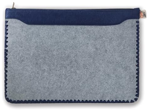 CRAFTYLINES Eco-Friendly Laptop Case RECYCLED FROM 16 PLASTIC BOTTLES - 14 Inch Laptop Sleeve - Lightweight Protective Cover - Briefcase Handbags for Business, Travel, Office (Grey/Blue)