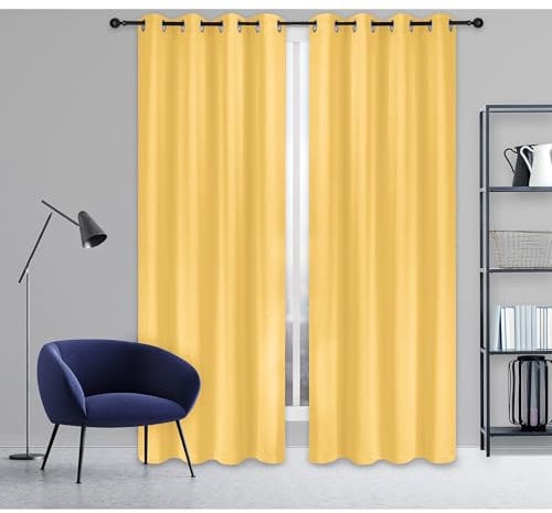 1 Panel Living Room Curtains. Blackout Curtains for Bedroom. Cortinas para Sala. Drapes 84 Inch Length. Patio Door Drape. Yellow Curtain