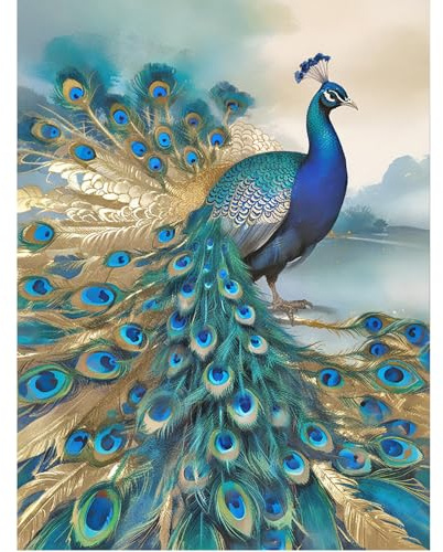 SHEGZHUC 40x50cm Diamond Painting Erwachsene Pfau Groß Blau, Diamant Malerei Bilder Tiere Pfau, Mosaik Stickerei Kreuzstich Kunst Geschenk, Wanddekoration für Schlafzimmer Wohnzimmer