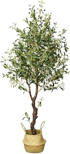 Künstlicher Baum Künstlicher Olivenbaum Gefälschter Bonsai-Baum Künstlicher Baum Mit Geflochtenem Korb Für Innen- Oder Außendekorationen Für Innen- Und Außendekorationen, Green, 180cm