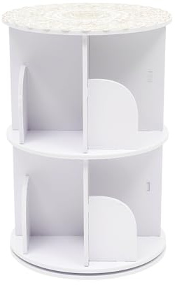 Jerool Bücherregal, Bücherregal, doppelstöckig, 8 Fächer, rundes, weißes Aufbewahrungsregal, multifunktionales Regal, geeignet für Zuhause und Wohnzimmer
