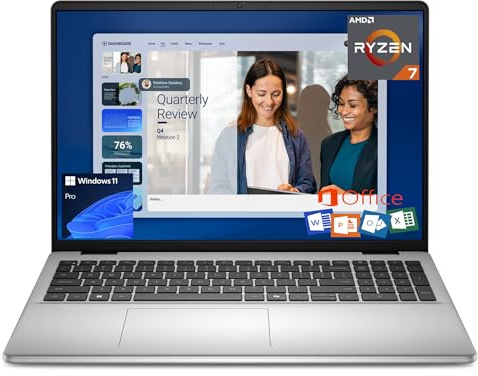 Dell 16 Laptop DC16256 Copilot+ PC 16” FHD+ 1920x1200, AMD Ryzen 7 250, AMD Radeon Graphics, 16GB DDR5 RAM, 1TB SSD, Windows 11 Pro & MS Office 24, Fingerprint, UK Backlit Keyboard, Silver (Renewed)