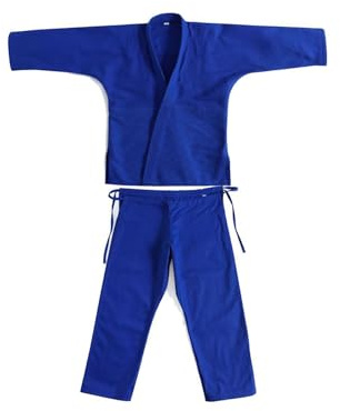 wueiooskj Judo Gi Karate Judo Gi Uniform Men Women Adults Training Breathable Lightweight Cotton Martial Arts Clothing Fabric Jiu Jitsu Uniform Karate Clothing Student, Blue, 165cm