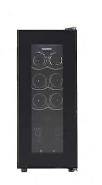 HEINNER HRV-A28DRM8 Weinkühlschrank, 28 l, Energieklasse G, ca. 8 Flaschen (750 ml), LED-Display, Elektronische Steuerung, LED-Innenbeleuchtung, 3 Holzablagen, Reversible Tür, Schwarz, 5 Jahre Garanti