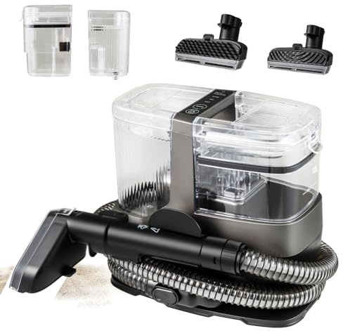 RELAX4LIFE Shampouineuse Canapé Portable 650W Aspiration 17kPa | Nettoyeur de Tapis avec Brosse Double Face et 2 Réservoirs d’Eau Propre/Sale pour Canapé Rembourrage Voiture