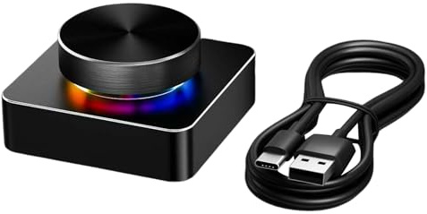 Manopola di controllo del volume USB, controller multimediale programmabile in lega di alluminio con LED per PC, laptop, produzione musicale manopola di controllo del suono USB
