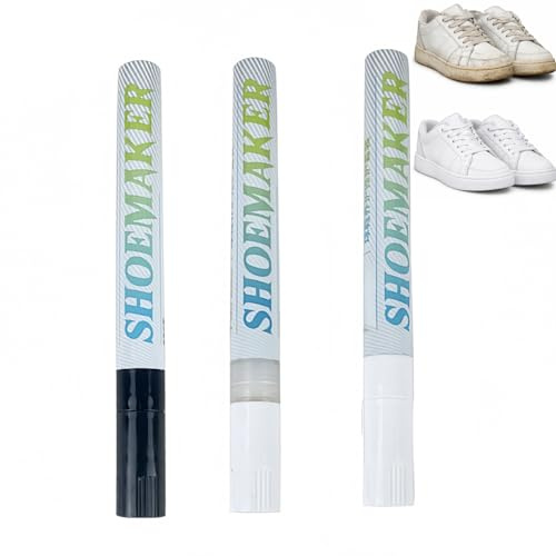 3Pcs White Shoe Cleaner Pen Kit - All-in-One Stain Remover & Whitener for Sneakers,Boots,Suede Trainers,Quick Shoe Color Restoration & Paint,Shoes Turn Yellow,Easy to Use,Wide Application,Durable