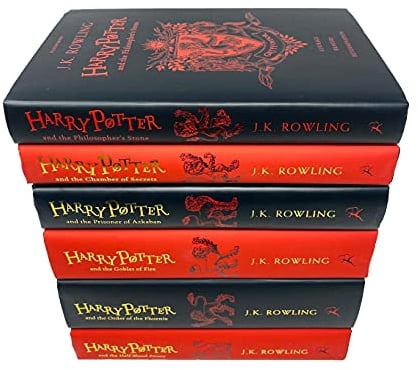 Harry Potter House Gryffindor Edition Series 6 Books Collection Set By J.K. Rowling (Philosopher's Stone, Chamber of Secrets,Prisoner of Azkaban,Goblet of Fire,Order of the Phoenix,Half-Blood Prince)