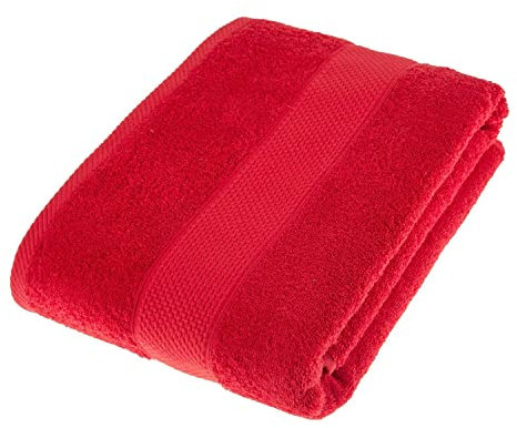 HOMESCAPES Drap de Bain en 100% Coton Turc - Ultra Doux et Absorbant - 500 g/m² - Rouge - 100 x 150 cm