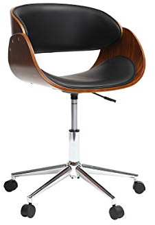 Miliboo Chaise de Bureau à roulettes Noir et Noyer Bent