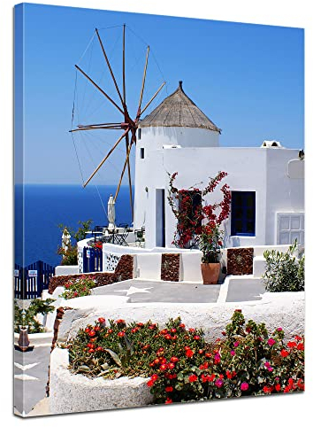 Bilderdepot24 Bild auf Leinwand | Griechische Mühle I in 30x40 cm als Wandbild | Wand-deko Dekoration Wohnung modern Bilder | 202371