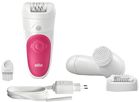Braun Silk-epil Bibi-Edition kabelloser Epilierer im Set mit Supersonic Gesichtsreinigungsbürste, rosa