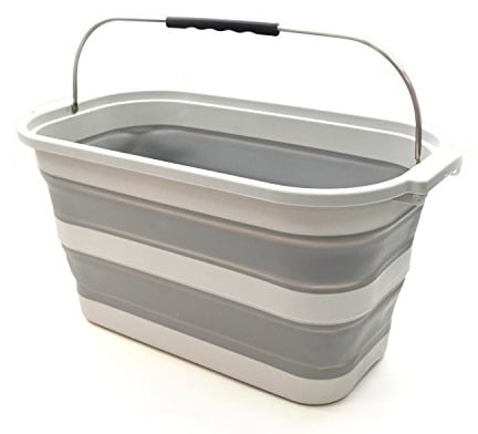 SAMMART 23,8L klappbar rechteckig Praktische Korb/Eimer (Grau, Mittel)