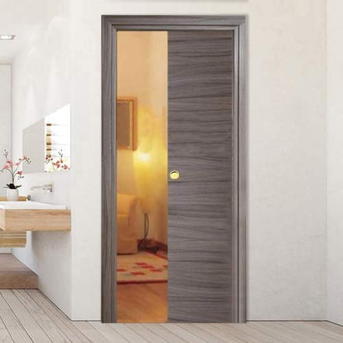 Porta porte scorrevole scomparsa interno muro da 60x210 palissandro tortora con serratura